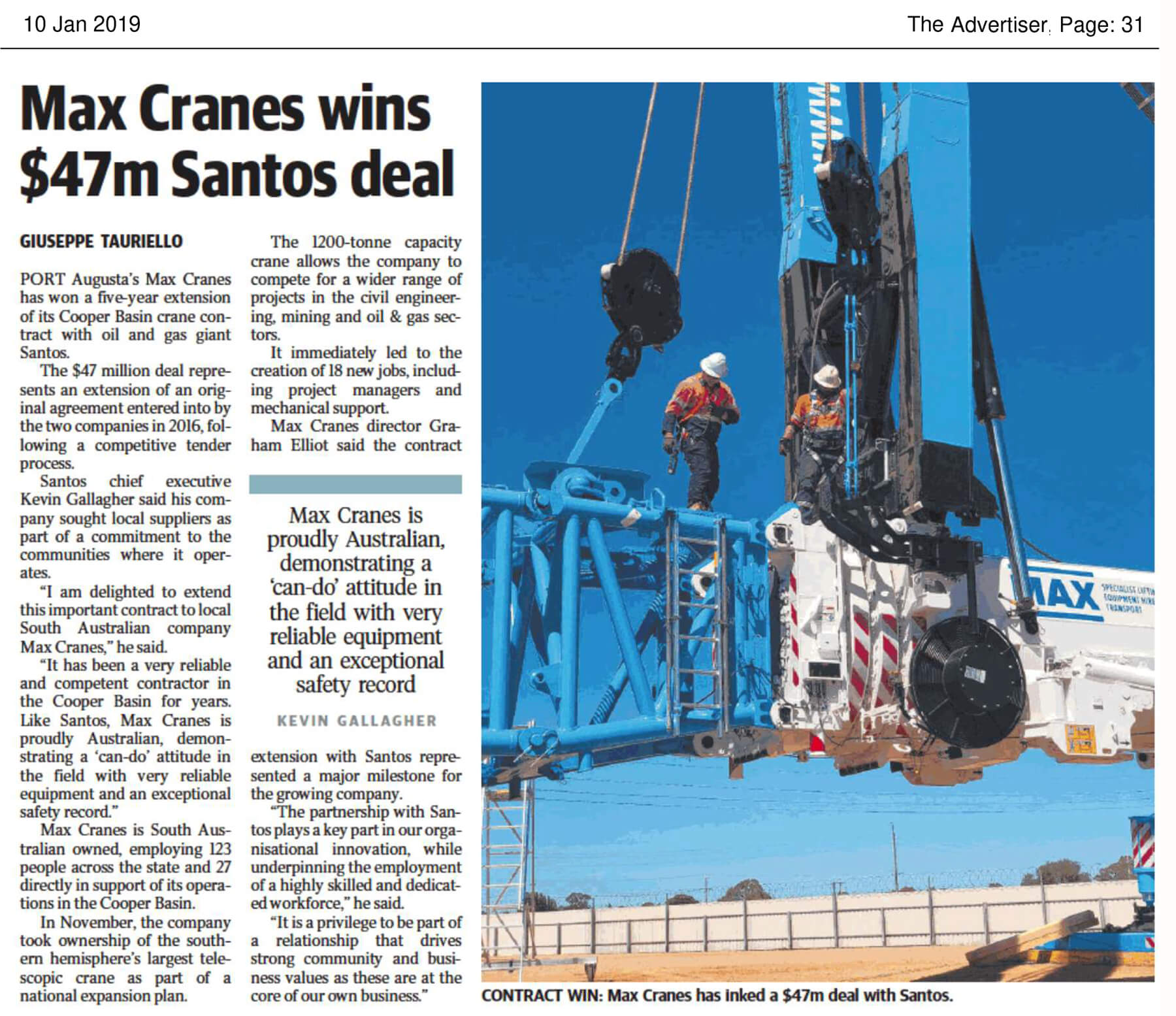 MAX Services wins $47m Santos Deal